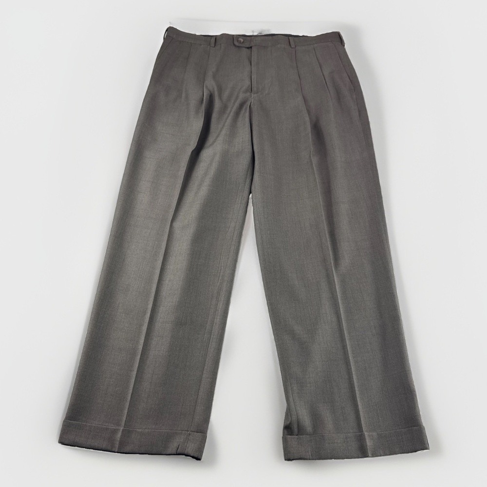 Axist Dress Pants Mens 38x30 Brown Pleated Trousers Slacks Chinos Preppy READ
